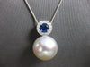 LARGE 1.58CT DIAMOND & AAA SAPPHIRE & AAA SOUTH SEA PEARL 18K WHITE GOLD PENDANT