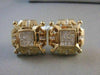 ESTATE LARGE SQUARE 2.95CT DIAMOND PRINCESS CUT 14KT YELLOW GOLD CLIP EARRINGS