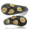 ESTATE LARGE 1.67CT BLACK & FANCY YELLOW DIAMOND 18K TWO TONE GOLD 3D SNAKE RING