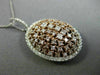 ESTATE LARGE 2.01CT WHITE & PINK DIAMOND 18K 2 TONE GOLD 3D CLUSTER OVAL PENDANT