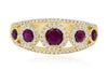 .97CT DIAMOND & AAA RUBY 14KT YELLOW GOLD CLASSIC 5 STONE HALO ANNIVERSARY RING