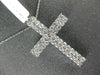 ESTATE LARGE 2.0CT DIAMOND 14KT WHITE GOLD 3D CLASSIC TWO ROW CROSS PENDANT