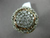 ESTATE LARGE 1.50CT DIAMOND 14KT WHITE & ROSE GOLD FLOWER FILIGREE COCKTAIL RING