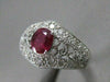 WIDE ANTIQUE 1.73CTW DIAMOND RUBY 18K W GOLD FILIGREE COCKTAIL RING 13MM #18441