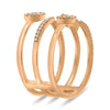 LARGE .42CT DIAMOND 14KT ROSE GOLD MULTI ROW LUCKY EVIL EYE CRISS CROSS FUN RING