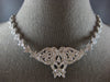 LARGE & LONG 3CT DIAMOND 14KT WHITE GOLD 3D DOUBLE HEART FILIGREE NECKLACE 28190
