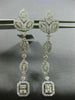 ESTATE LARGE 2.57CT ROUND & BAGUETTE DIAMOND 14K WHITE GOLD LEAF SQUARE EARRINGS