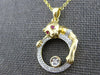 .15CT DIAMOND & AAA RUBY 14K YELLOW GOLD CIRCULAR HAPPY PANTHER FLOATING PENDANT