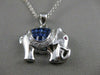 ESTATE LARGE .70CT DIAMOND RUBY SAPPHIRE 18KT WHITE GOLD ELEPHANT PENDANT #21446