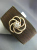 ESTATE LARGE .85CT DIAMOND 18KT GOLD & STAINLESS STEEL 3D FLOWER BANGLE BRACELET