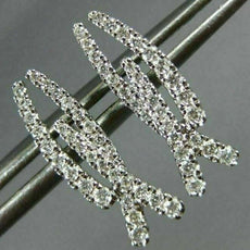 ESTATE .31CT ROUND DIAMOND 18KT WHITE GOLD CLASSIC CRISS CROSS HANGING EARRINGS