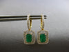 2.2CT DIAMOND & AAA EMERALD 14KT 2 TONE GOLD 3D SQUARE LEVERBACK EARRINGS #28137