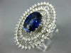 ESTATE EXTRA LARGE 5.45CT DIAMOND & AAA SAPPHIRE 14KT WHITE GOLD OVAL RING #2383