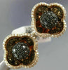 ESTATE .90CT WHITE & BLACK DIAMOND 14KT ROSE & BLACK GOLD CLIP ON STUD EARRINGS