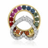 ESTATE .63CT DIAMOND & AAA MULTI COLOR SAPPHIRE 14KT 2 TONE GOLD HEART PENDANT