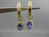 ESTATE 1.20CT DIAMOND & AAA TANZANITE 14KT YELLOW GOLD CLUSTER HANGING EARRINGS