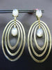 ESTATE LARGE AAA MOON STONE 14KT YELLOW GOLD MULTI OVAL CLIP ON HANGING EARRINGS