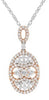 .75CT DIAMOND 18KT ROSE GOLD 3D CLUSTER FLOWER DOUBLE OVAL FUN FLOATING PENDANT