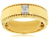 WIDE .40CT DIAMOND 14KT YELLOW GOLD 3D EMERALD CUT SOLITAIRE CHANNEL MEN'S RING