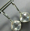 ESTATE AAA CRYSTAL 14KT WHITE GOLD 3D CUSHION CLASSIC BEZEL HANGING EARRINGS