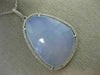 ESTATE LARGE .30CT DIAMOND & AAA BLUE CHALCEDONY 14KT WHITE GOLD 3D LOVE PENDANT