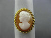 ESTATE 14KT YELLOW GOLD 3D OVAL HANDCRAFTED LADY CAMEO SWIRL ROPE DESIGN RING