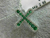 ESTATE .44CT DIAMOND & AAA EMERALD 14KT WHITE GOLD 3D CROSS FLOATING PENDANT