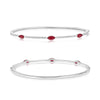 1.17CT DIAMOND & AAA RUBY 14KT WHITE GOLD MARQUISE 3 STONE CUFF BANGLE BRACELET