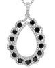 1.12CT WHITE & BLACK DIAMOND 14KT WHITE GOLD MULTI FLOWER OPEN TEAR DROP PENDANT