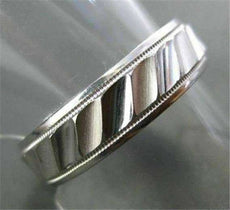 ESTATE WIDE 14KT SOLID WHITE GOLD RIDGE DESIGN MENS WEDDING RING HANDSOME #1218