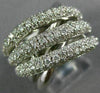 ESTATE LARGE 2.09CT DIAMOND 14K WHITE GOLD MULTI ROW CRISS CROSS FUN RING #18560