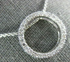 ESTATE .65CT DIAMOND 14KT WHITE GOLD 3D CLASSIC CIRCLE OF LIFE PENDANT #1072