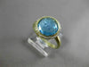 ESTATE 3.90CT ROUND DIAMOND & AAA BLUE TOPAZ 18KT YELLOW GOLD 3D ROUND HALO RING