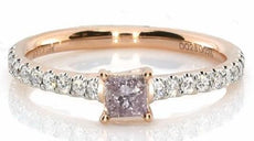 .53CT WHITE & PINK DIAMOND 18K ROSE GOLD PRINCESS & ROUND LUCIDA ENGAGEMENT RING