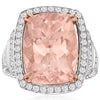 LARGE 11.16CT DIAMOND AAA MORGANITE 18KT WHITE ROSE GOLD CUSHION ENGAGEMENT RING
