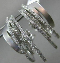 ESTATE LARGE .79CT DIAMOND 14KT WHITE GOLD 3D MULTI ROW CLIP ON HANGING EARRINGS