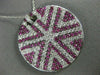 LARGE 3.71CT DIAMOND & AAA PINK SAPPHIRE 18KT WHITE GOLD ROUND STAR LOVE PENDANT