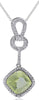 3.77CT DIAMOND & AAA LEMON QUARTZ 14KT WHITE GOLD 3D CUSHION & ROUND PENDANT
