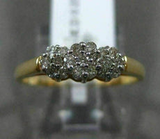 ESTATE .25CT DIAMOND 14KT WHITE & YELLOW GOLD 3 FLOWER PROMISE FRIENDSHIP RING