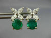 ESTATE LARGE 3.25CT DIAMOND & AAA COLOMBIAN EMERALD FLOWER HANGING STUD EARRINGS