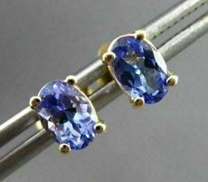 ESTATE LARGE 1.07CT AAA OVAL TANZANITE 14KT YELLOW GOLD STUD EARRING 6mm #20314
