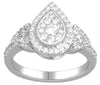 ESTATE .75CT DIAMOND 14KT WHITE GOLD ROUND PEAR SHAPE CLUSTER SEMI ETERNITY RING