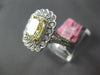 LARGE 5.57CT WHITE & FANCY YELLOW DIAMOND 18K 2 TONE GOLD FLOWER ENGAGEMENT RING