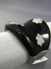 ESTATE LARGE .55CT DIAMOND & AAA BLACK ENAMEL 14KT WHITE GOLD MULTI FLOWER RING