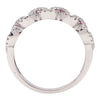 ESTATE WIDE 1.21CT DIAMOND & AAA RUBY 18KT WHITE GOLD 3D SWIRL ANNIVERSARY RING