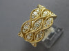 LARGE 1.49CT DIAMOND 14KT YELLOW GOLD 3 ROW FILIGREE MULTI LEAF ANNIVERSARY RING
