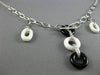 ESTATE .11CT DIAMOND ONYX & WHITE AGATE 18K WHITE GOLD 3D CIRCLE OF LIFE PENDANT