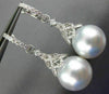 LARGE .95CT DIAMOND & SOUTH SEA PEARL 18KT WHITE GOLD FILIGREE HANGING EARRINGS