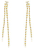 LARGE 1.0CT DIAMOND 14KT YELLOW GOLD ROUND & BAGUETTE 2 ROW FUN HANGING EARRINGS