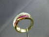 ESTATE WIDE 2.25CT DIAMOND & AAA RUBY 18KT 2 TONE BAGUETTE & ROUND RING  #22081